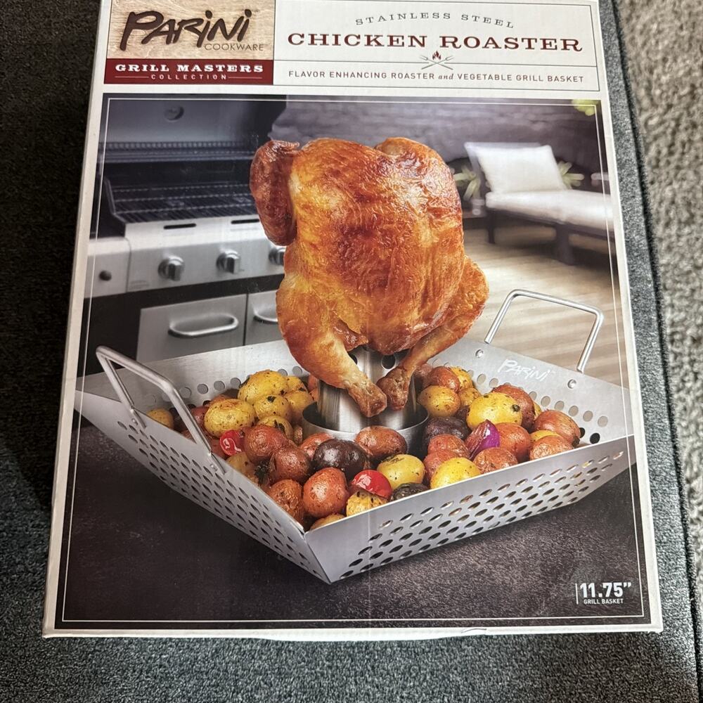 Parini Stainless Steel Chicken Roaster Rack BBQ Grill Cookware Beer Can Style